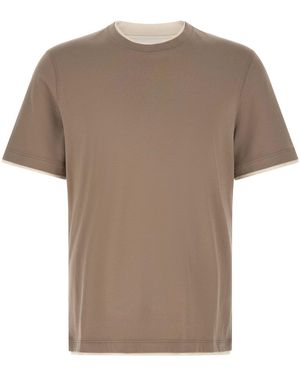 Brunello Cucinelli Double Layer T-shirt - Multicolour