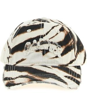 Ganni Baseball Cap Mit Ausgefranstem Logo - Grau