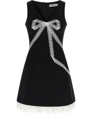 Self-Portrait 'black Crêpe Bow Lace Mini' Dress