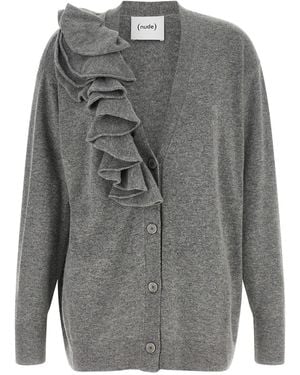 Nude Cardigan Mit Rüschen - Grau