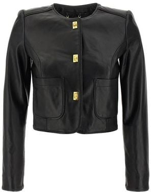 Elisabetta Franchi Cropped Leather Jacket - Black