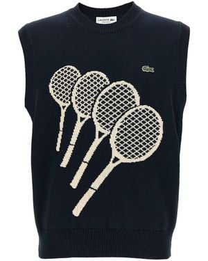 Lacoste Jacquard Cotton Vest - Blue