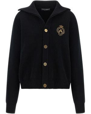Dolce & Gabbana Bestickter Cardigan Aus Schurwolle - Schwarz