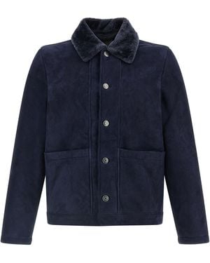 Giorgio Brato Shearling Neck Overshirt - Blue