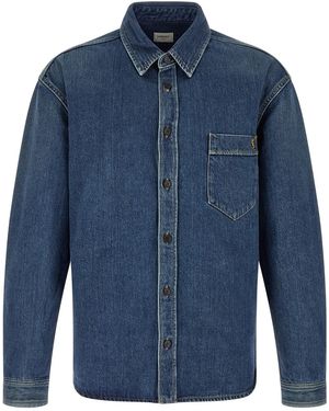 Saint Laurent 'cassandre' Denim Shirt - Blue