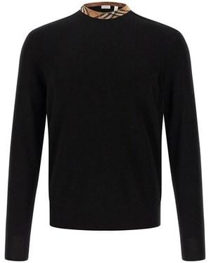 【送料&関税込】Burberry Black Crewneck Sweater With Maxi Ek Burberry - Cotton crew-neck sweatshirt black - The Corner