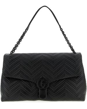 Gucci 'Gg Marmont' Large Shoulder Bag - Black