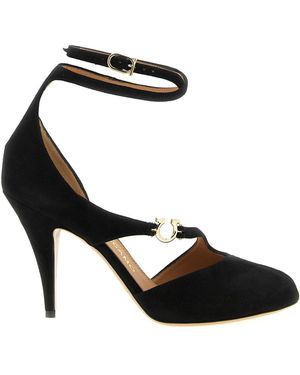 Ferragamo Decollete With Gancini Detail - Black