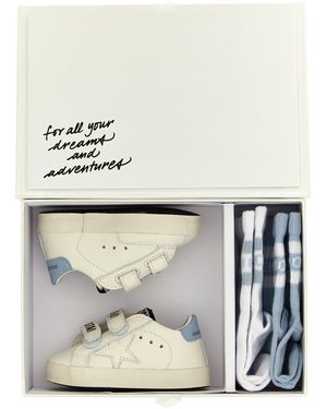 Golden Goose 'baby School' 2-pack Trainer + Socks Set - White
