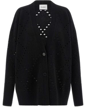 Nude Argyle Cut-out Cardigan - Black