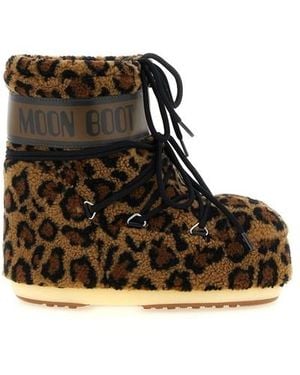 Moon Boot Stivaletto 'Icon Low' Animalier - Marrone