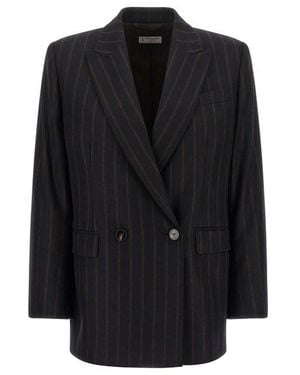 Alberto Biani Blazer Flanella Gessata - Nero