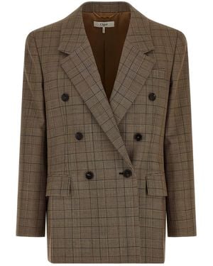 Chloé Check Double-breasted Blazer - Brown