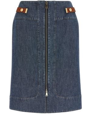 Fendi Chambray Denim Skirt - Blue
