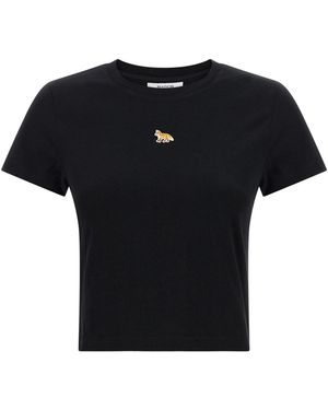Maison Kitsuné 'baby Fox' Cropped T-shirt - Black