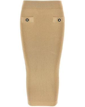 Balmain Gonna 'Ribbed Knit Midi' - Neutro