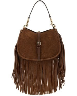 Etro Suede Shoulder Bag With Cascading Fringes - Brown
