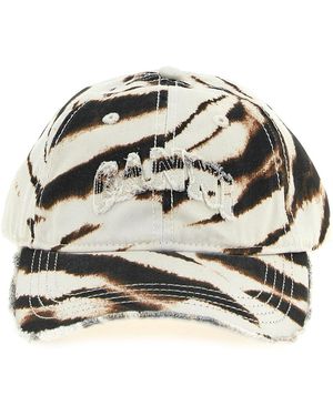 Ganni Animal Print Cap - Grey