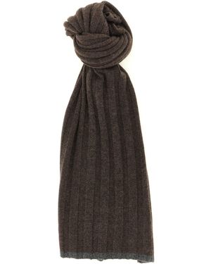 Brunello Cucinelli Ribbed Cashmere Knit Scarf - Black