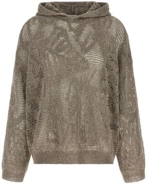 Brunello Cucinelli Openwork Hooded Jumper - Multicolour