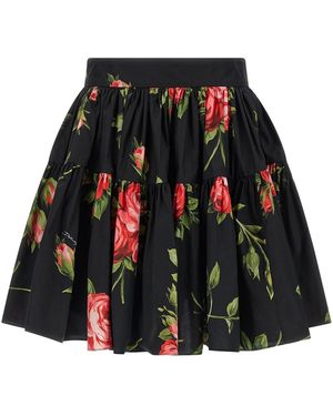 Dolce & Gabbana 'bouquet Rose' Skirt - Black