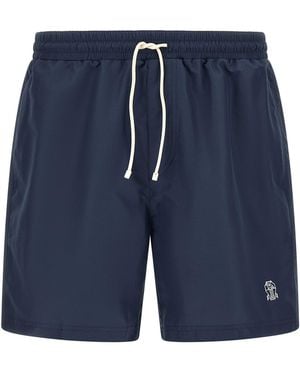 Brunello Cucinelli Logo Embroidery Swimsuit - Blue