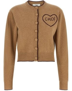 Chloé Cardigan Mit Herzintarsienmuster - Natur