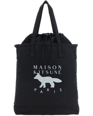 Maison Kitsuné Einkaufstasche Mit Kordelzug - Schwarz