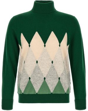 Ballantyne Rollkragenpullover Mit 'Classic Diamond' Intarsie - Grün