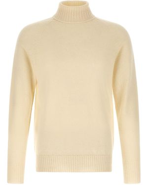 Ma'ry'ya High Neck Jumper With Slits - Natural