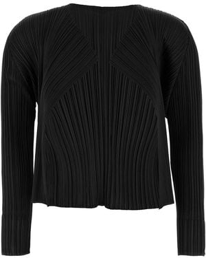 Pleats Please Issey Miyake Cardigan "Basics" - Schwarz