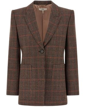 Chloé Check Wool Blazer - Brown