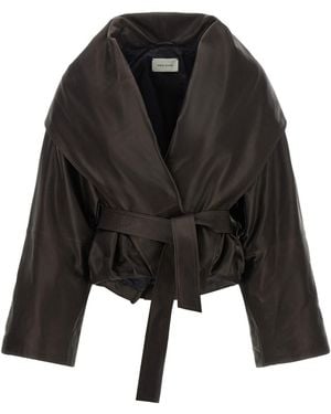 Magda Butrym Lederjacke Mit Schalkragen - Schwarz