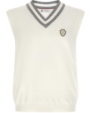 Brunello Cucinelli Logo Patch Vest - White