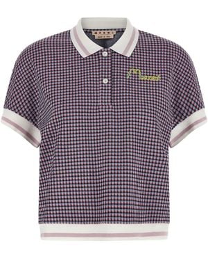 Marni Knit Polo With Embroidered Logo - Purple