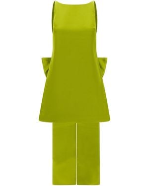 Self-Portrait Self-Portrait Mini Dress Sculptural Bow Detail - Green