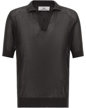 Rivvia Projects Openwork Cotton Polo Shirt - Black