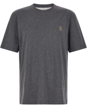 Brunello Cucinelli 'stemma Solomeo' T-shirt - Grey