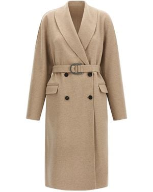 Ferragamo 'chateau' Coat - Natural