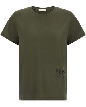 Fendi T-Shirt Mit "Stencil"-Druck - Grün