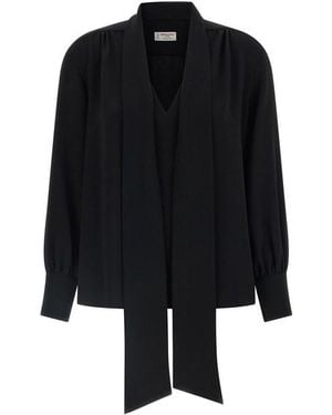 Alberto Biani Blusa Collo Lavallière - Nero