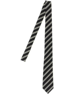 Saint Laurent Striped Tie - Black