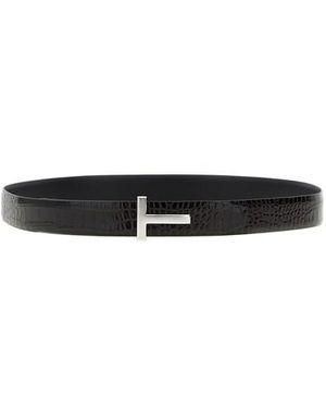 Tom Ford Cintura Reversibile Pelle Coccodrillo - Nero