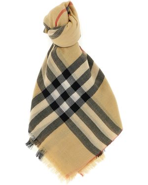 Burberry Check Wool Scarf - Metallic