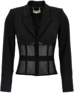 Elisabetta Franchi Crêpe And Tulle Blazer - Black