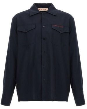 Marni Camicia ricamo logo - Blu