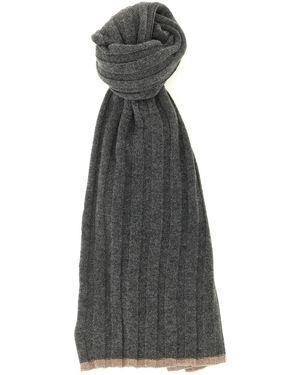 Brunello Cucinelli Ribbed Cashmere Knit Scarf - Black