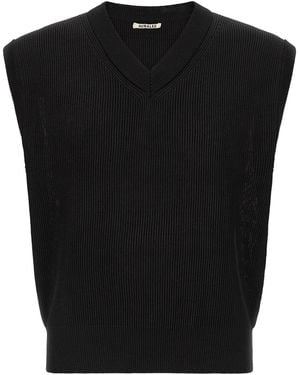 AURALEE Ribbed Knit Vest - Black
