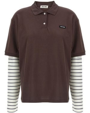 Miu Miu Double Layer Polo Shirt - Brown