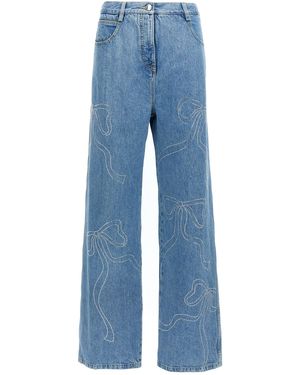 Mach & Mach 'crystal Ribbon Hot Fix' Jeans - Blue